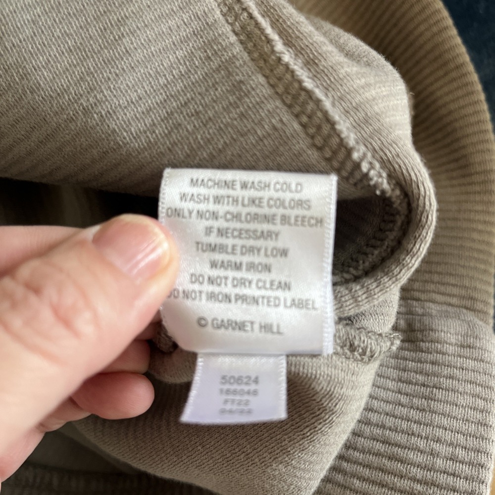 Garnet Hill Organic Cotton Ribbed Cocoon Dress Medium Grey Taupe Pockets - Picture 12 of 12